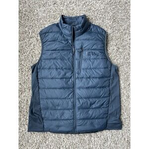 Eddie Bauer Puffer Vest Mens Large Blue EB650 Goose Down Gorpcore Hiking Warm